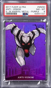 2017 Fleer Ultra Spider-Man Marvel Metal Purple #MM30 Anti-Venom (#4/5) - PSA NM-MT 8